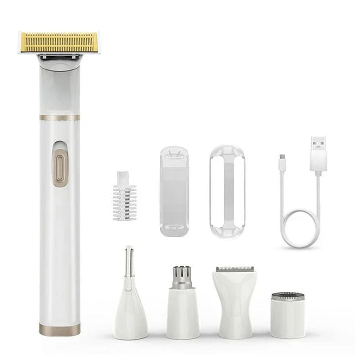 5-in-1 Electric Shaver and Hair Removal Kit for Women with Detachable Heads, USB Rechargeable, and Compact Design