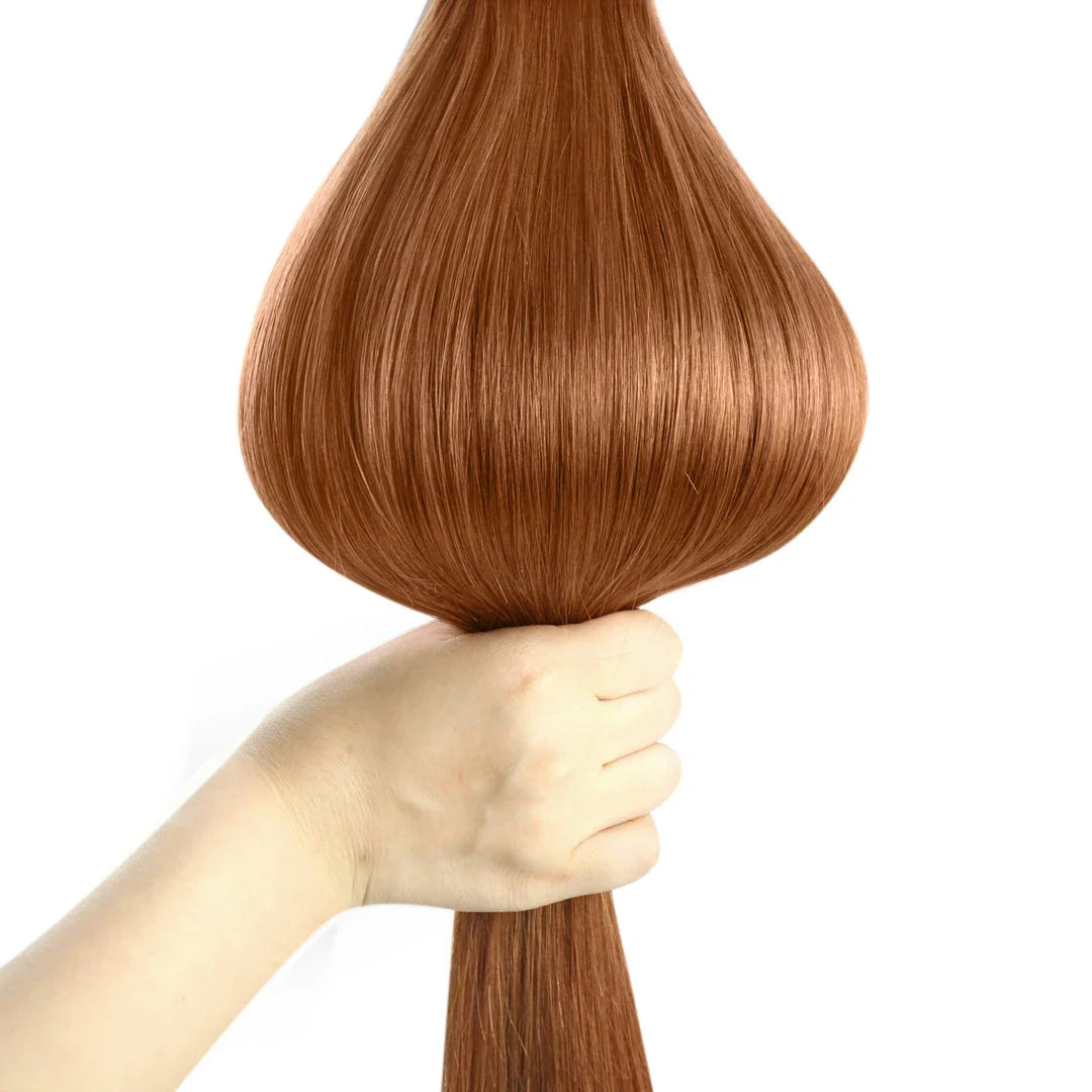 12-inch clip-in human hair extensions in balayage highlight blonde color for luxurious and glamorous hairstyles