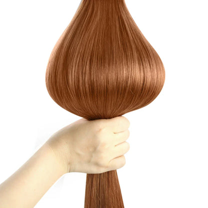 12-inch clip-in human hair extensions in balayage highlight blonde color for luxurious and glamorous hairstyles