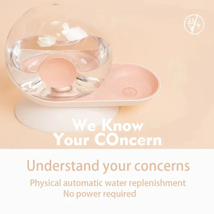 2.8L snail-shaped automatic pet water fountain in pink color for cats and dogs