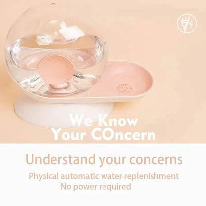 2.8L snail-shaped automatic pet water fountain in pink color for cats and dogs