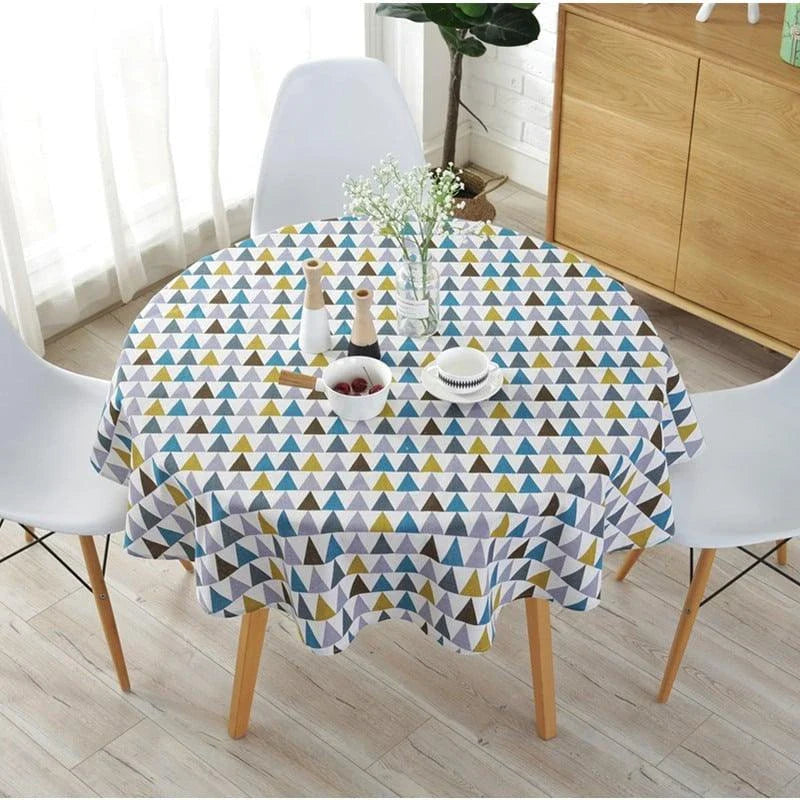 A beautiful cotton and linen Nordic-inspired decorative tablecloth in various sizes, perfect for elevating your dining experience.