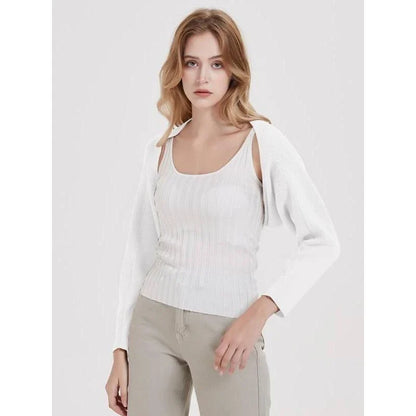 Cozy and chic long sleeve knit crop top cardigan in black, ivory, and camel colors