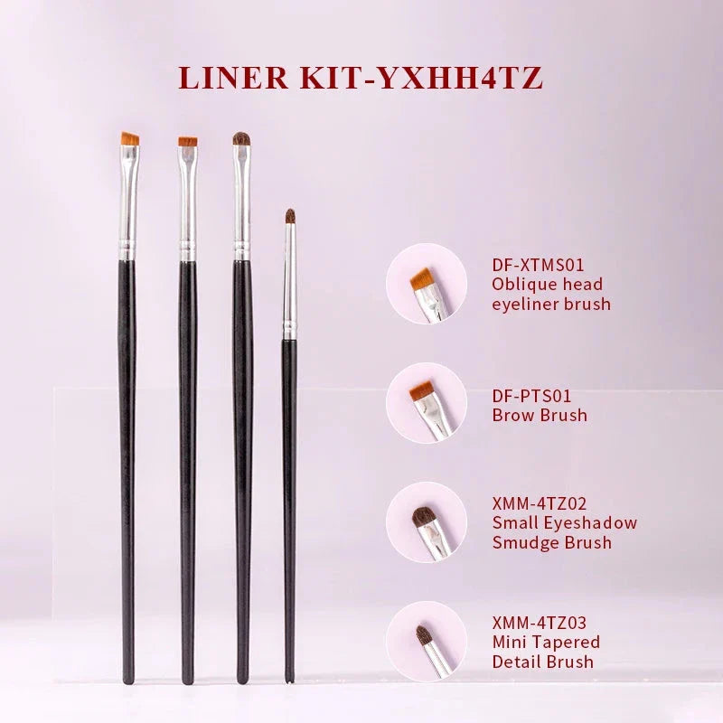 Premium 4-Piece Synthetic Eye Makeup Brush Set with Wooden Handles for Flawless Eye Makeup Application