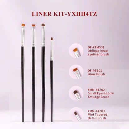 Premium 4-Piece Synthetic Eye Makeup Brush Set with Wooden Handles for Flawless Eye Makeup Application