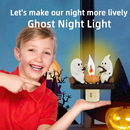 Spooky Campfire Ghost Night Light - Charming Halloween decoration with glowing bonfire and playful ghosts