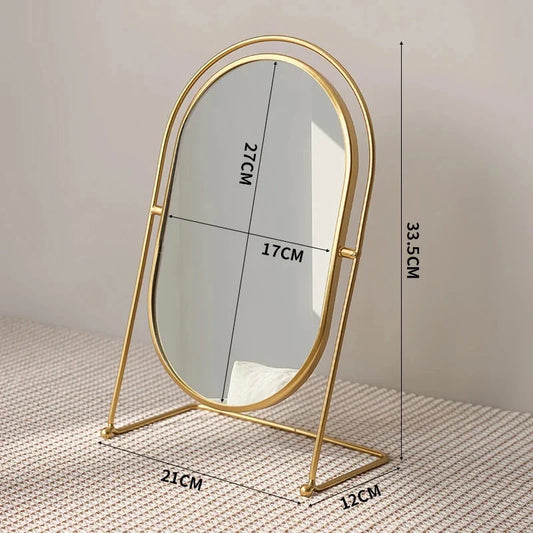 Large minimalist desktop makeup mirror in black color with modern, sleek design for use in dorms, bedrooms, or dressing areas