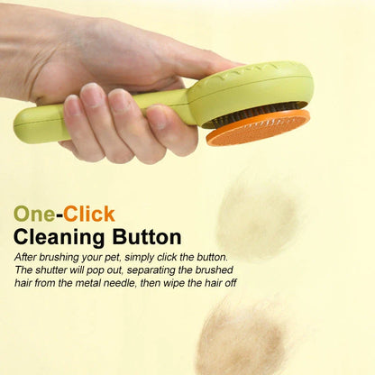 Hamburger-shaped cat brush comb with customizable grooming options to reduce shedding and hairballs for a cleaner home