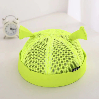 Green Cartoon Baby Sun Hat with Adorable Ear Design, Offering Soft, Breathable Comfort and Adjustable Fit for Babies 0-24 Months