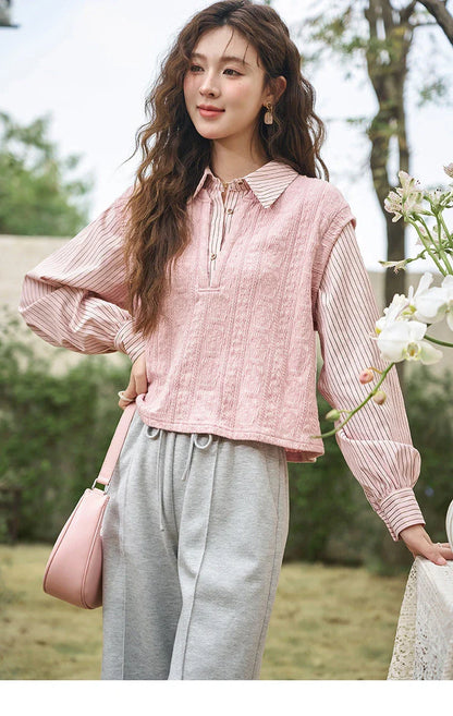 High-Waisted Wide Leg Casual Pants with Lace-Up Waist in Gray Color