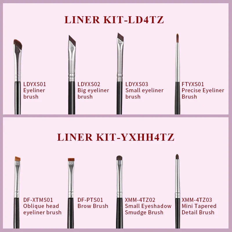 Premium 4-Piece Synthetic Eye Makeup Brush Set with Wooden Handles for Flawless Eye Makeup Application