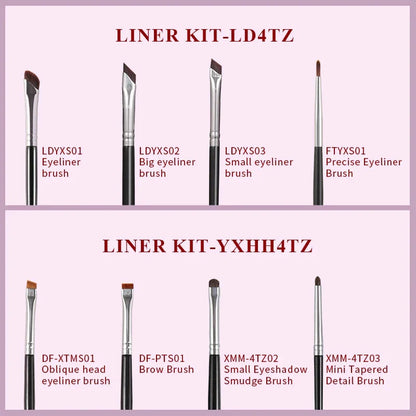 Premium 4-Piece Synthetic Eye Makeup Brush Set with Wooden Handles for Flawless Eye Makeup Application