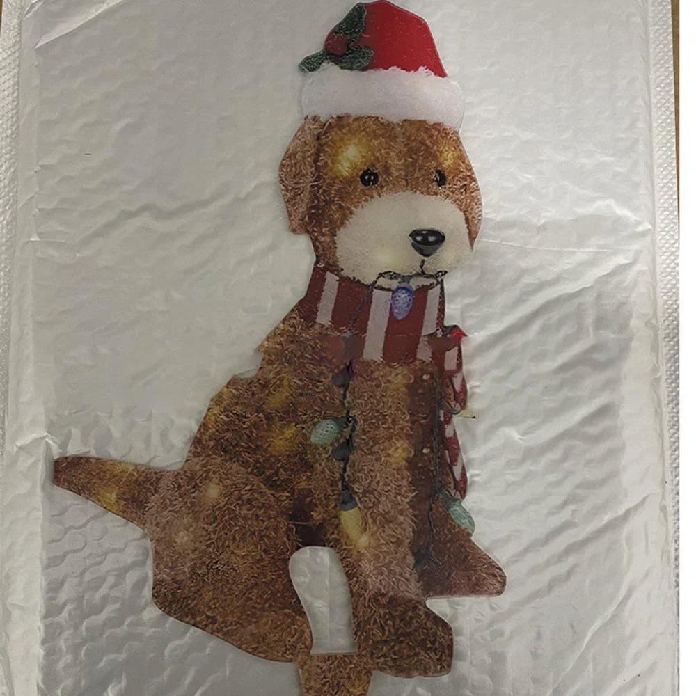 Festive outdoor dog-themed lighting decoration made of acrylic with LED lights for holiday decor