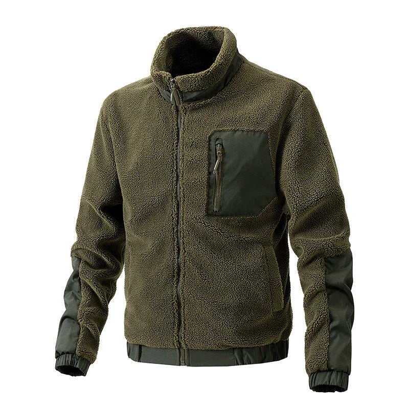 A cozy and stylish men's fleece jacket with a standing collar and convenient side pockets, available in a range of classic colors.