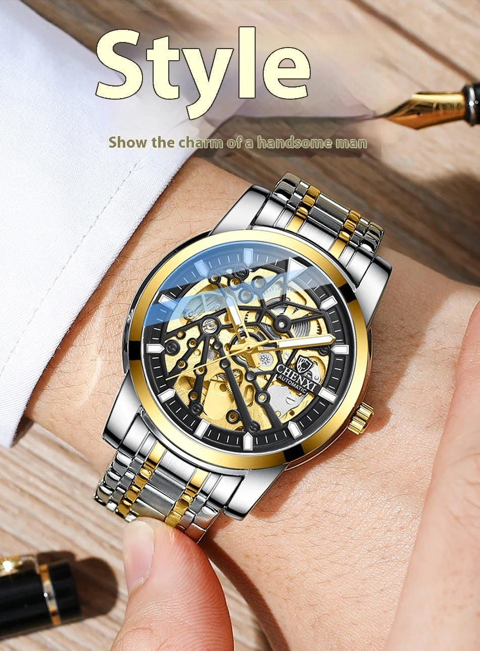 Trendha Automatic Mechanical Watch with Waterproof and Luminous Design in Various Color Options
