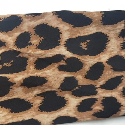 Leopard print beach coverup dress with V-neck, A-line skirt, and loose waistline