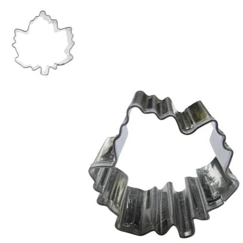 Maple leaf shaped stainless steel cookie cutter in various sizes, an eco-friendly baking tool for creating unique cookies