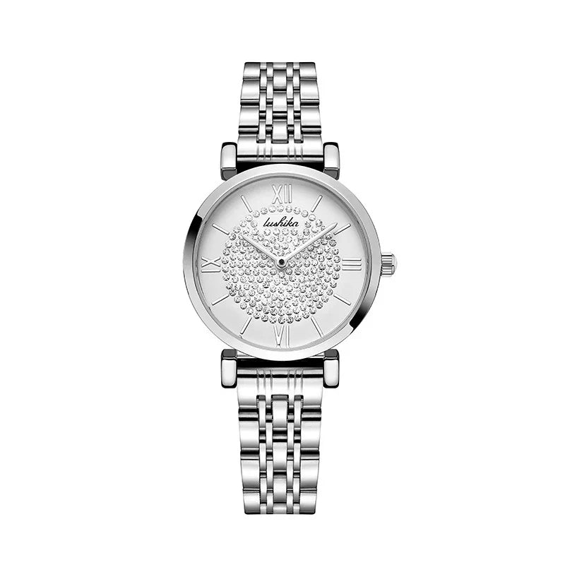 Trendha Quartz Steel Watch with Dazzling Stainless Steel Strap