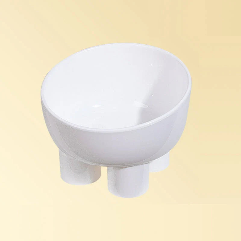 Elevated high foot pet bowl with neck support and anti-tip design for small dogs and cats