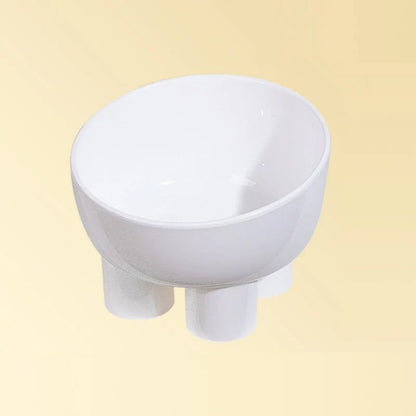 Elevated high foot pet bowl with neck support and anti-tip design for small dogs and cats