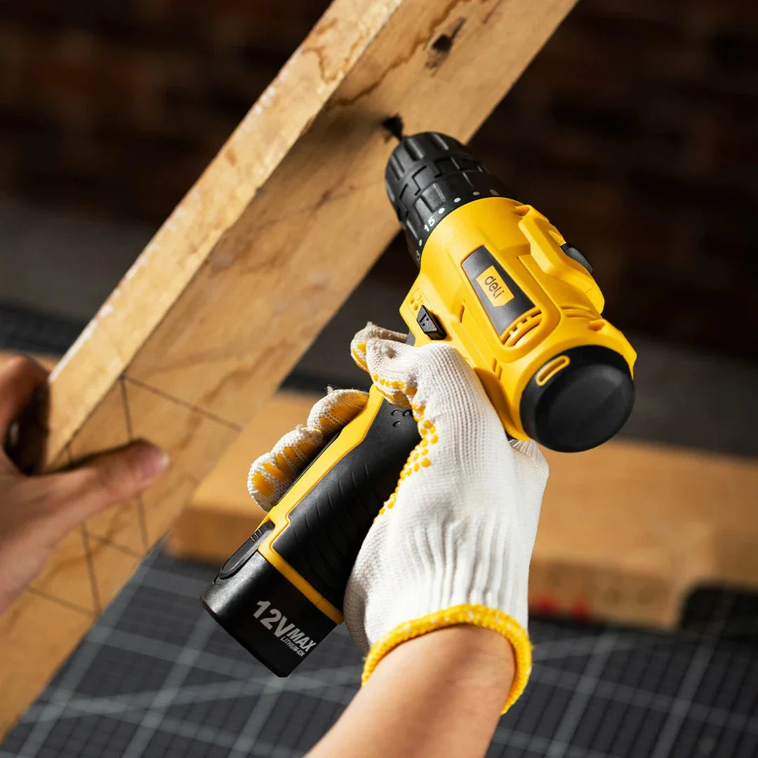 12V cordless electric screwdriver with brushless motor and LED light for DIY home improvement projects