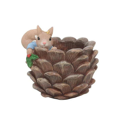 Cartoon squirrel-shaped succulent planter with drainage hole for healthy plant growth