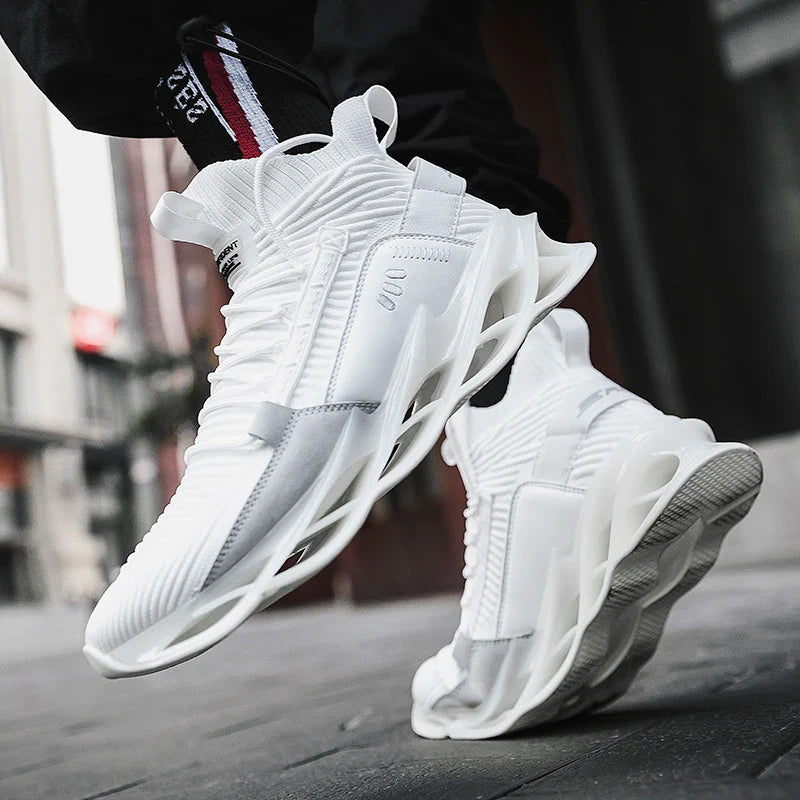 Breathable, lightweight casual sneakers with a blade-style sole in various color options