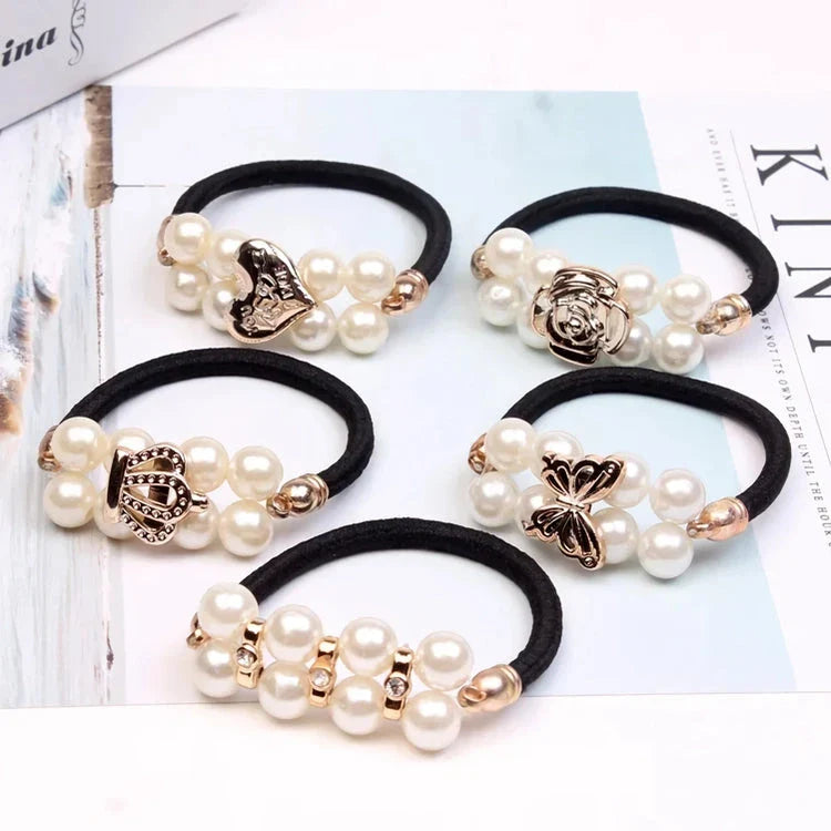 Chic Pearl Floral Elastic Hair Bands with elegant pearl and floral design for versatile hairstyles