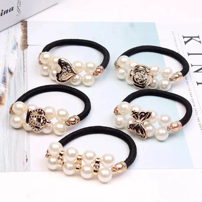 Chic Pearl Floral Elastic Hair Bands with elegant pearl and floral design for versatile hairstyles