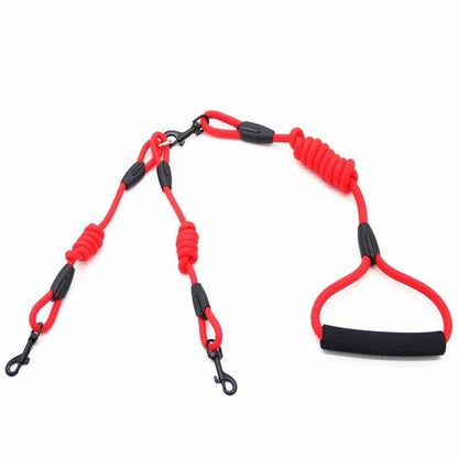Durable nylon dog training rope with adjustable length and width options in blue, black, red, and orange colors