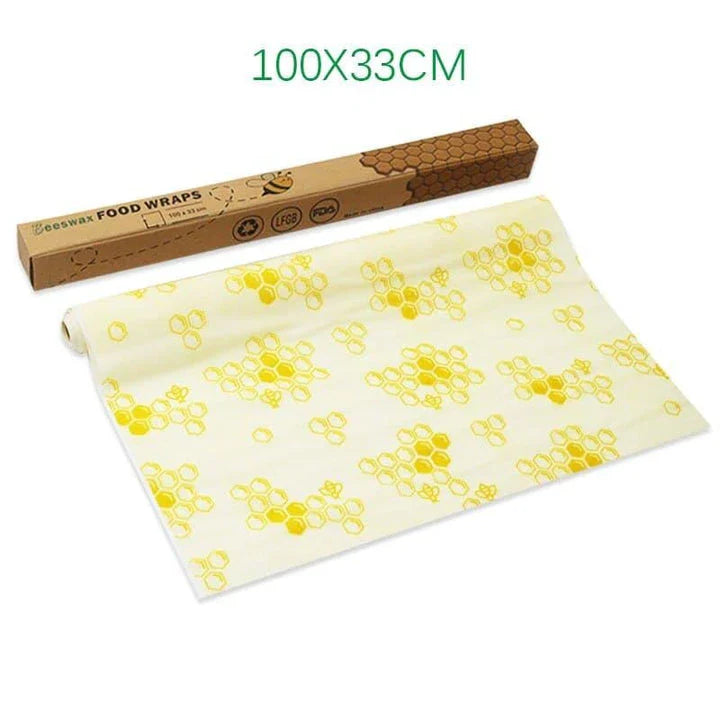 Reusable beeswax food wrap film in a variety of floral patterns, including yellow, green, beige, and white