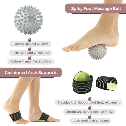 Adjustable night splint for treating plantar fasciitis, Achilles tendonitis, and foot drop with comfortable features and massage ball
