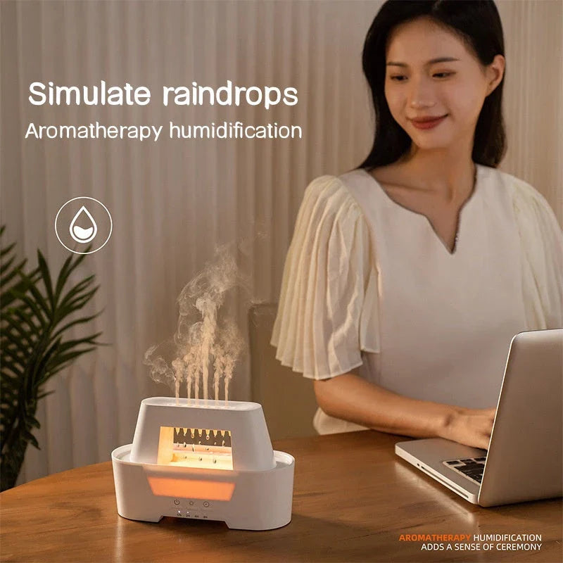 Elegant Ultrasonic Humidifier with Essential Oil Diffuser, featuring a unique raindrop design and calming lighting for a serene living space