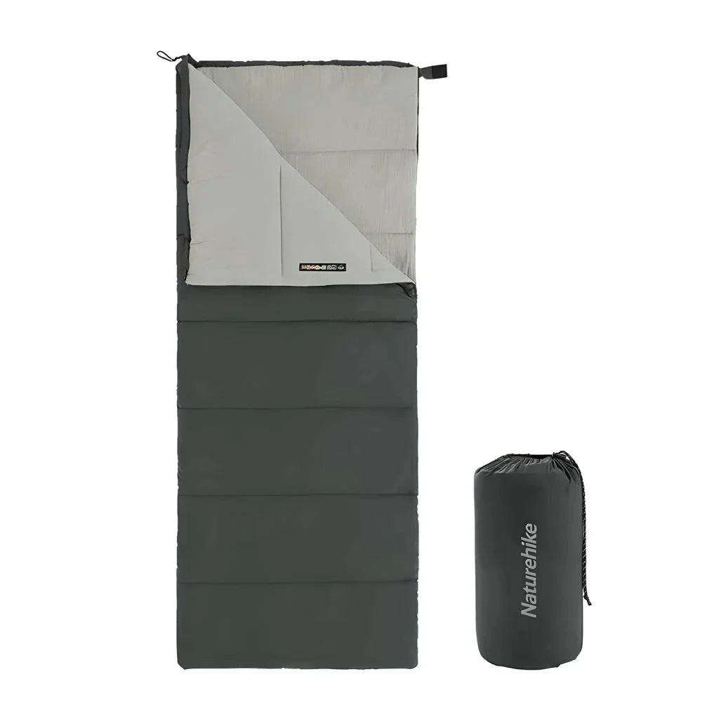 Cozy and lightweight ultralight double sleeping bag for outdoor adventures, featuring a versatile design, waterproof and machine-washable construction, and a comfortable temperature range.