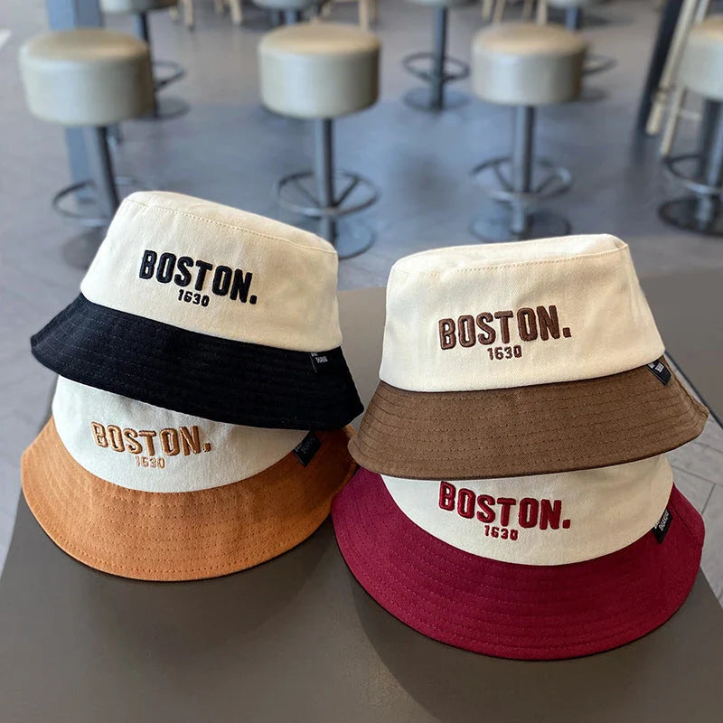 Adjustable and wide-brimmed kids' sun hat with trendy Korean letter embroidery, offering sun protection and a comfortable fit