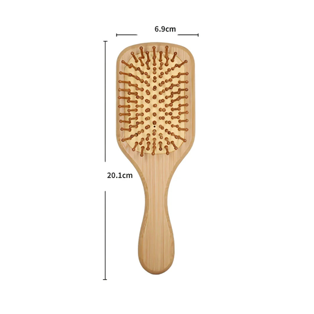 Bamboo Air Cushion Massage Comb with air cushion design for gentle, knot-free hair brushing