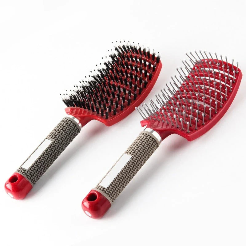 Curved Bristle Massage Comb for Detangling, Scalp Stimulation, and Healthy Hair Growth