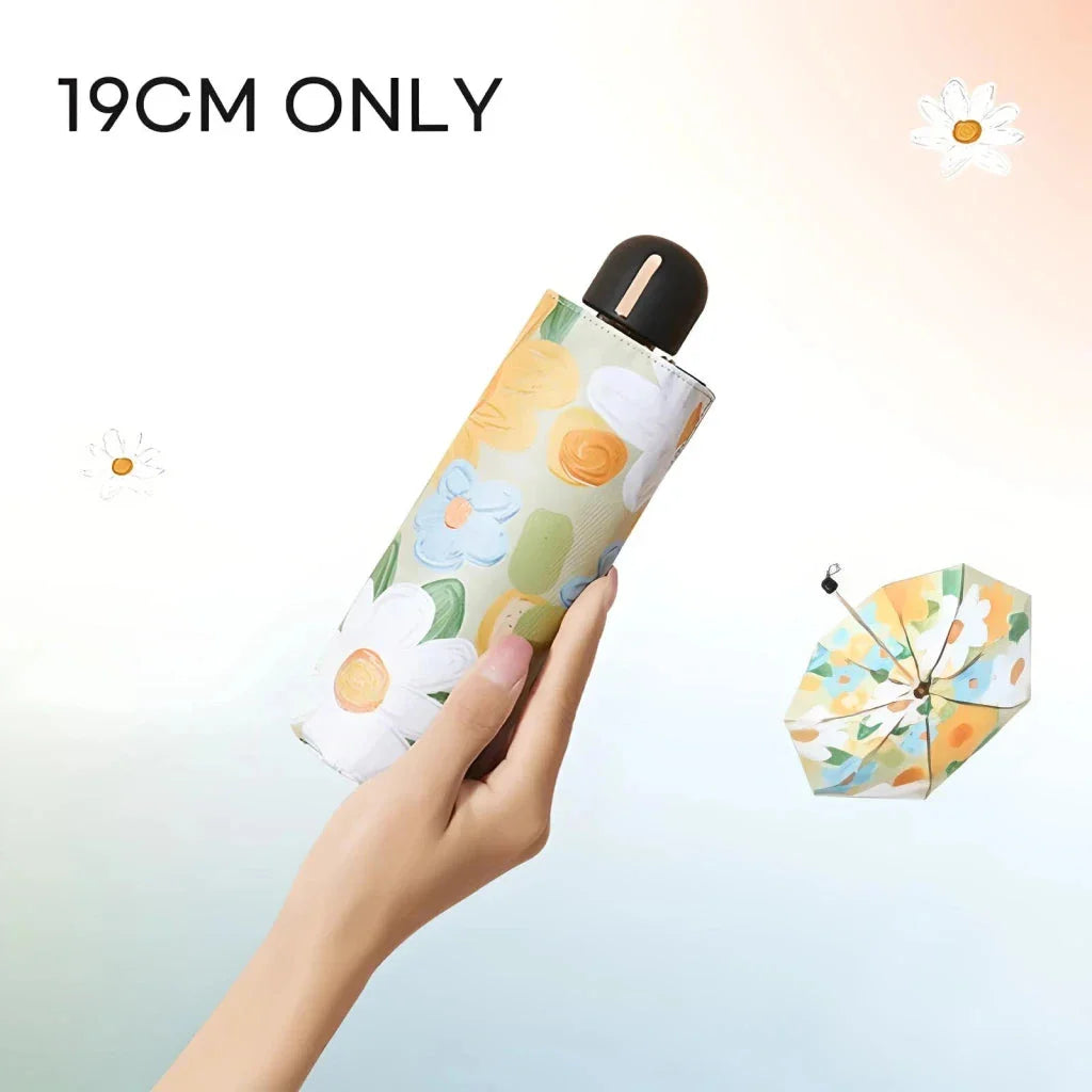 Flower Pocket Mini Phone Umbrella - Portable Folding Umbrella with Cute Floral Design for Rainy and Sunny Days