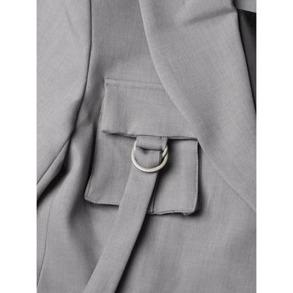 Stylish patchwork windbreaker trench coat with notched collar, button detailing, and flattering wide-waisted cut