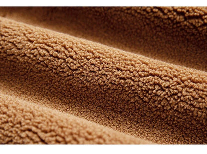 Cozy lambswool fleece-lined suede jacket in classic black and brown colors