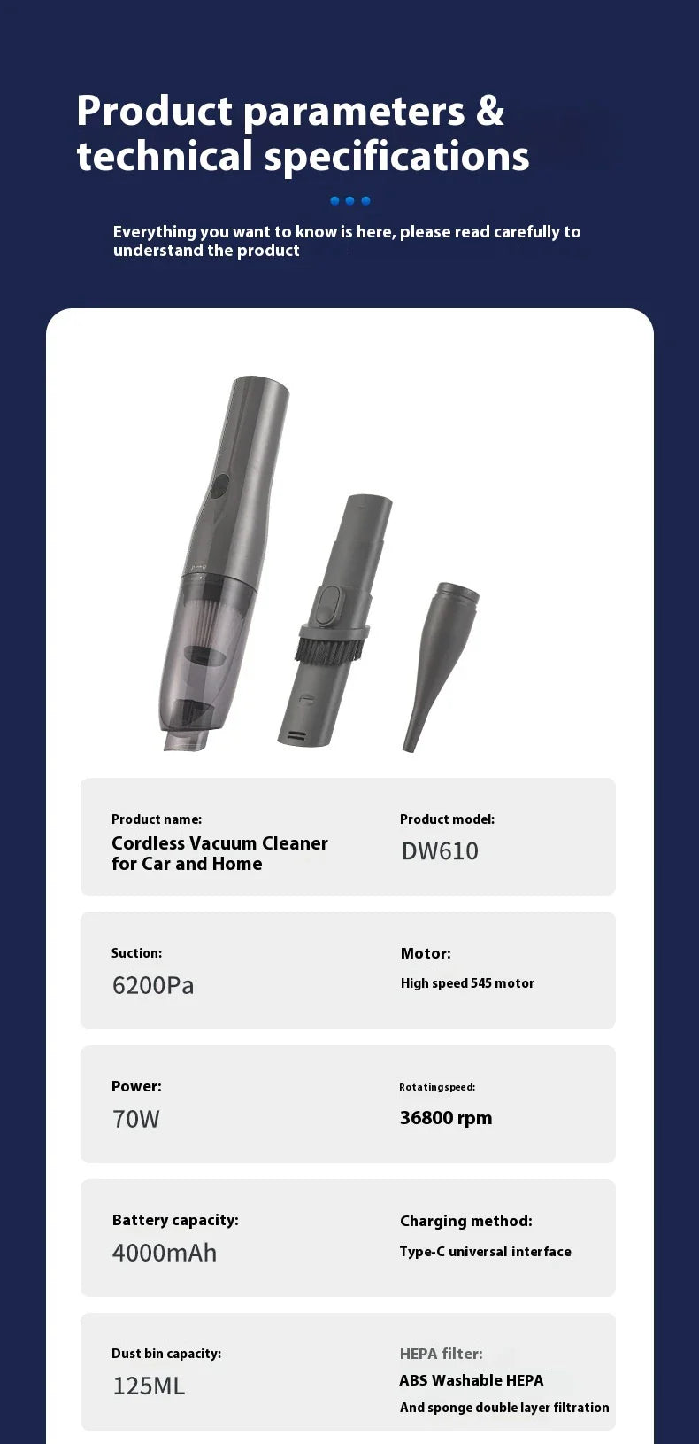 Cordless vacuum cleaner with wireless charging capabilities, powerful suction, and versatile blower function for cleaning home and car