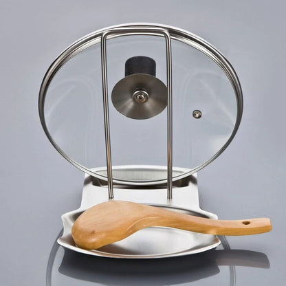 Premium eco-friendly stainless steel cooking spoon and pan lid rack for organized, sustainable kitchen