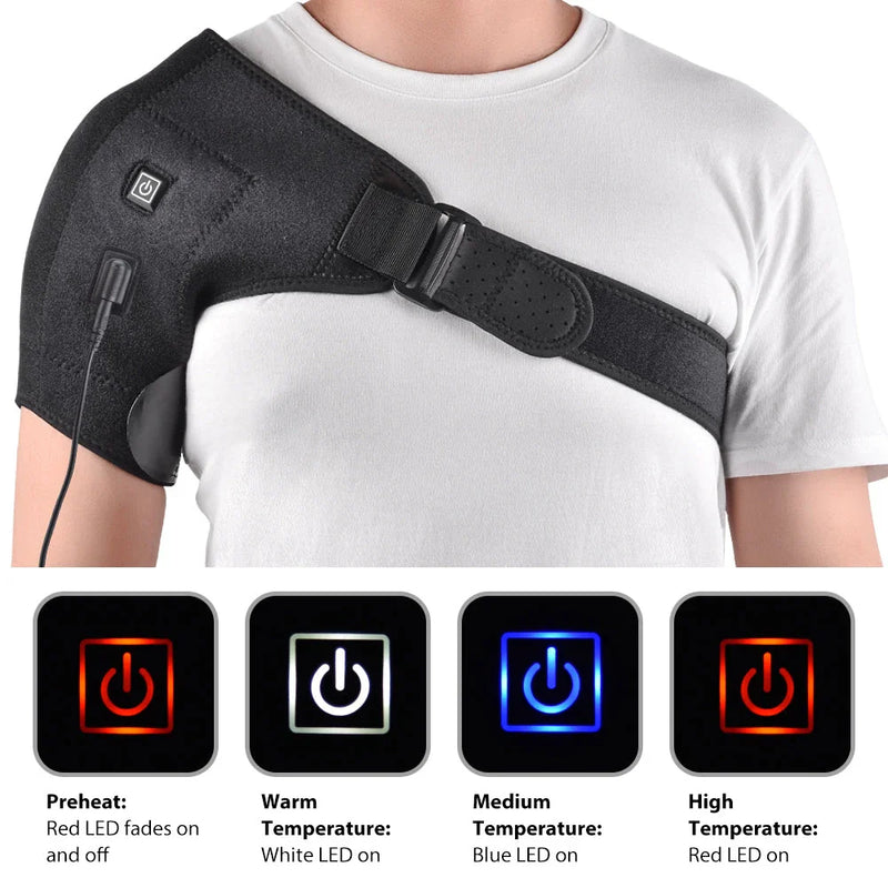 Hhomeenjoy Adjustable Electric Heat Therapy Shoulder Brace for Pain Relief