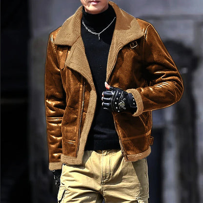 A premium suede men's winter coat with a fleece lining, available in multiple colors and sizes for a tailored, stylish fit.