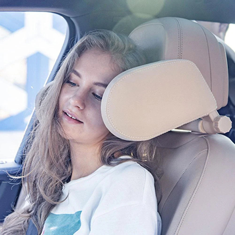 Adjustable car seat headrest pillow with memory foam side pillows for comfortable napping on the road