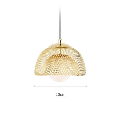 Elegant modern Nordic-style LED pendant light with polished copper finish and gold lampshade, providing focused and effective illumination for living spaces.