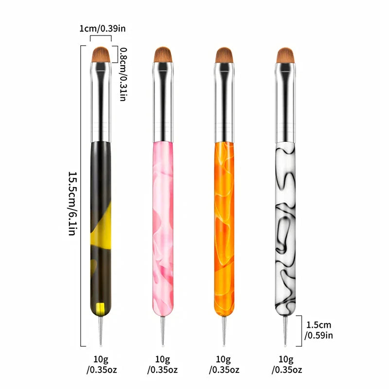 Premium dual-ended acrylic nail art brush and dotting tool in various colors for versatile nail design applications