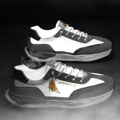 A pair of stylish, breathable men's casual shoes with a thick, durable rubber sole for enhanced comfort and traction.