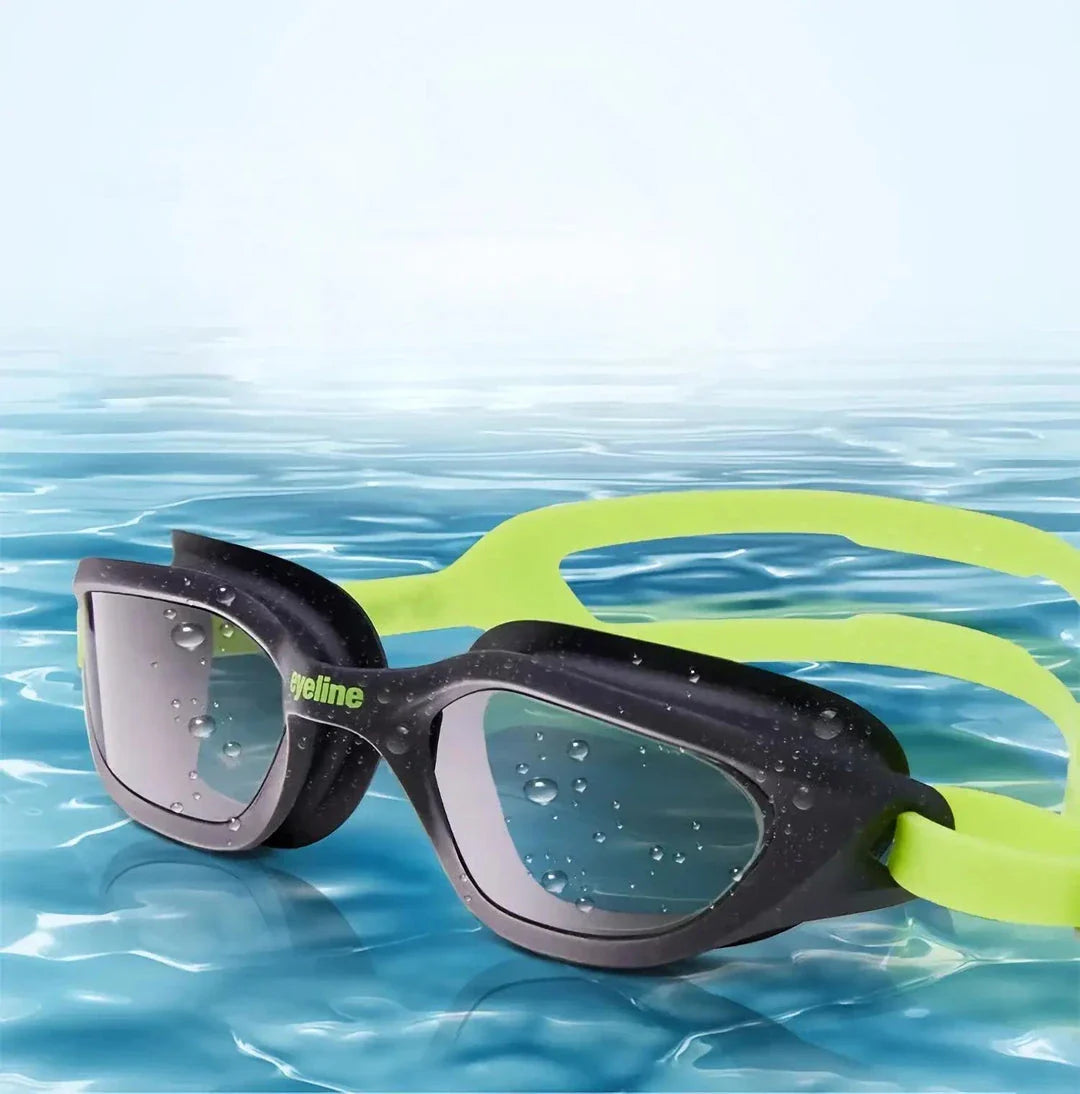 Premium swimming goggles with anti-fog coating for clear underwater vision and comfortable fit