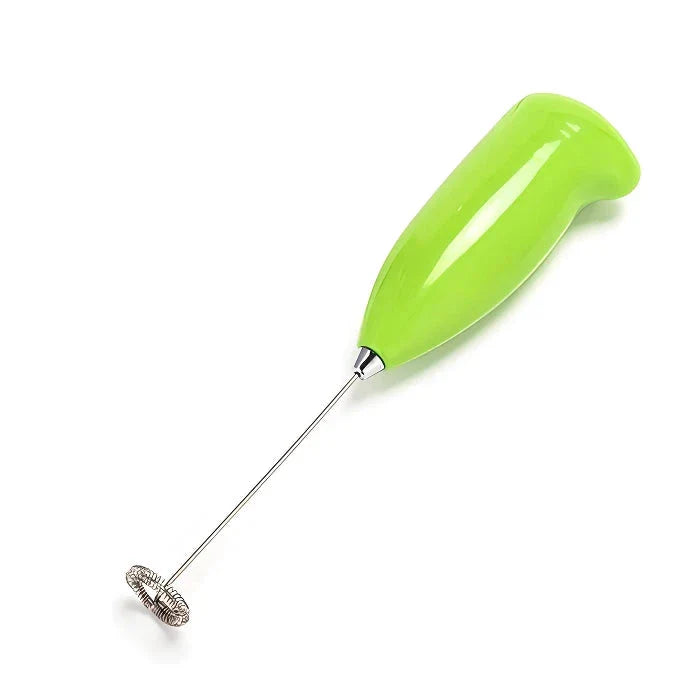 Portable electric milk frother and blender with sleek, ergonomic design and stainless steel mixing head